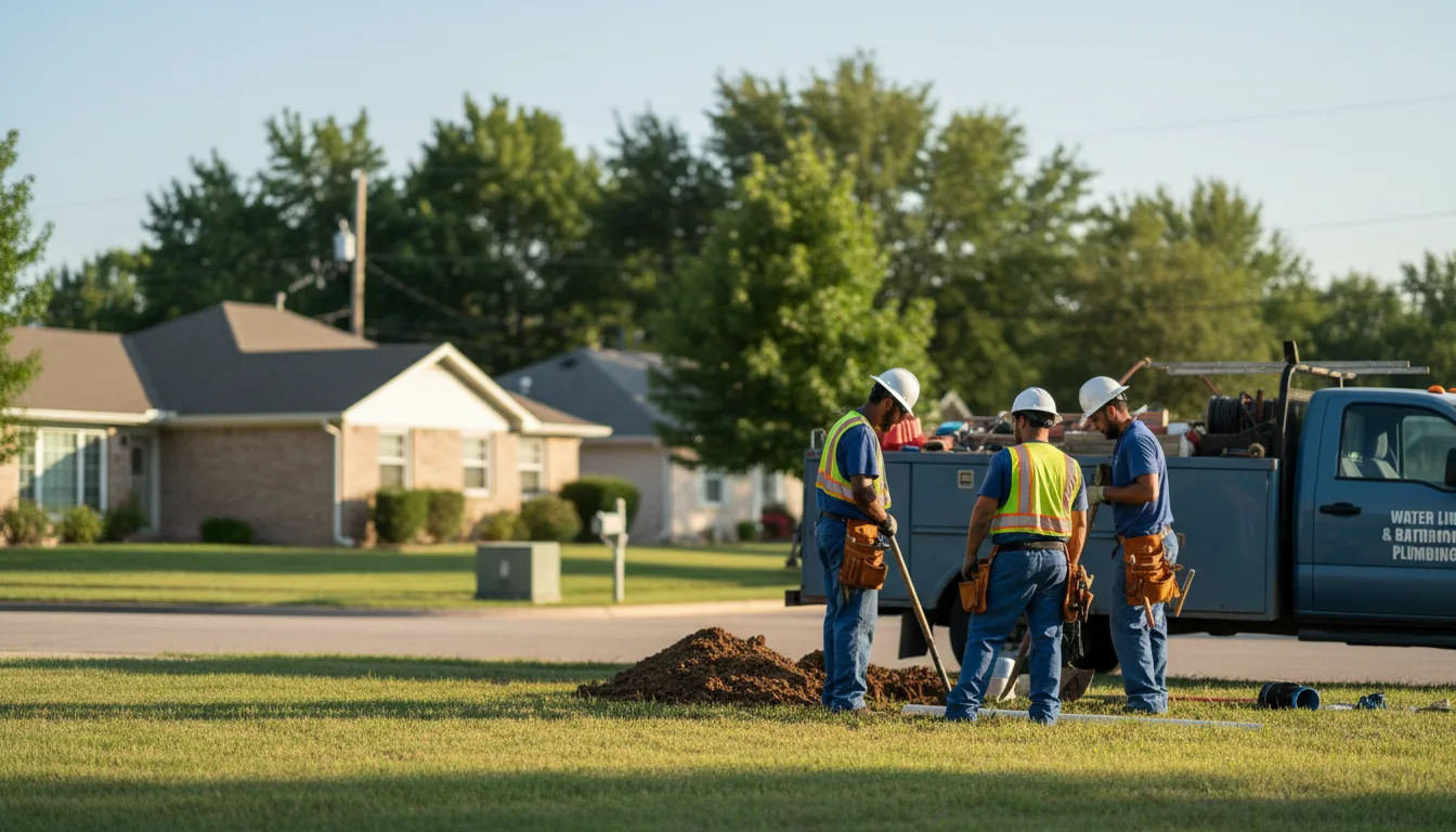 Residential water line and bathroom plumbing service in May, OK